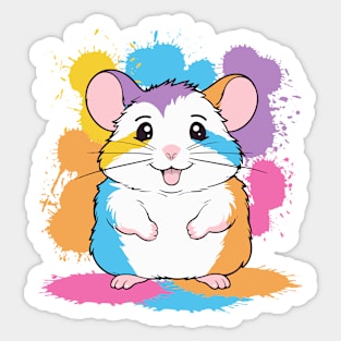 adorable Hamster Lover birthday cool splotch paint Sticker